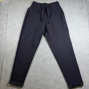 Spanx Joggers Womens S Black Tapered Cuffed Drawstring Pockets Stretch